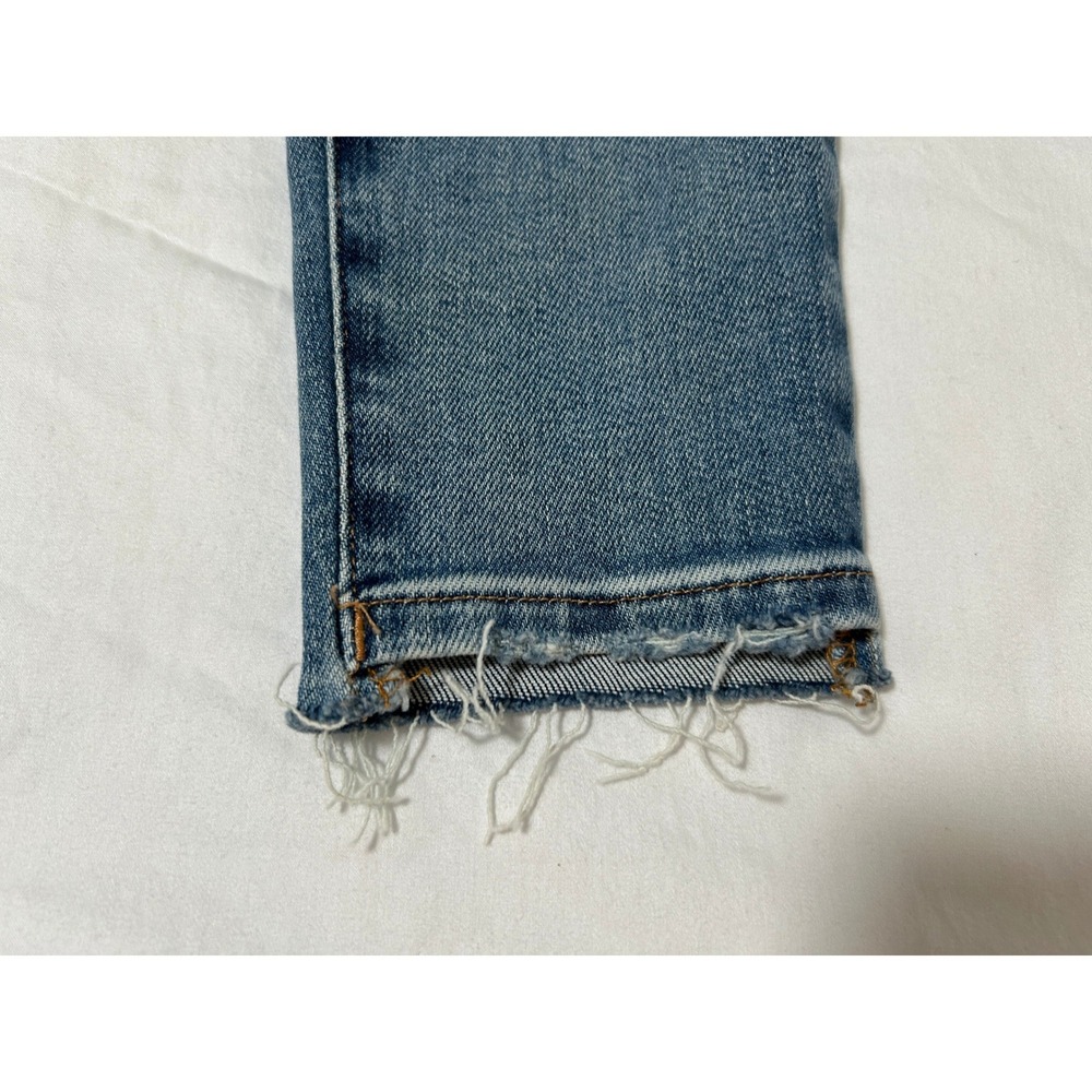 Good American Womens Petite Skinny Jeans Mid Rise Distressed Blue Denim Sz 6/28 - Picture 7 of 9